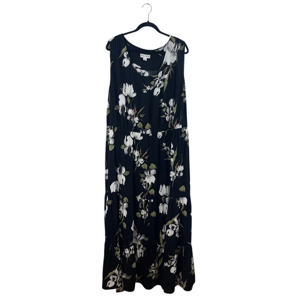 Ava & Viv Floral Sleeveless Maxi Dress - Black and White Sz. 3x - Picture 6 of 9
